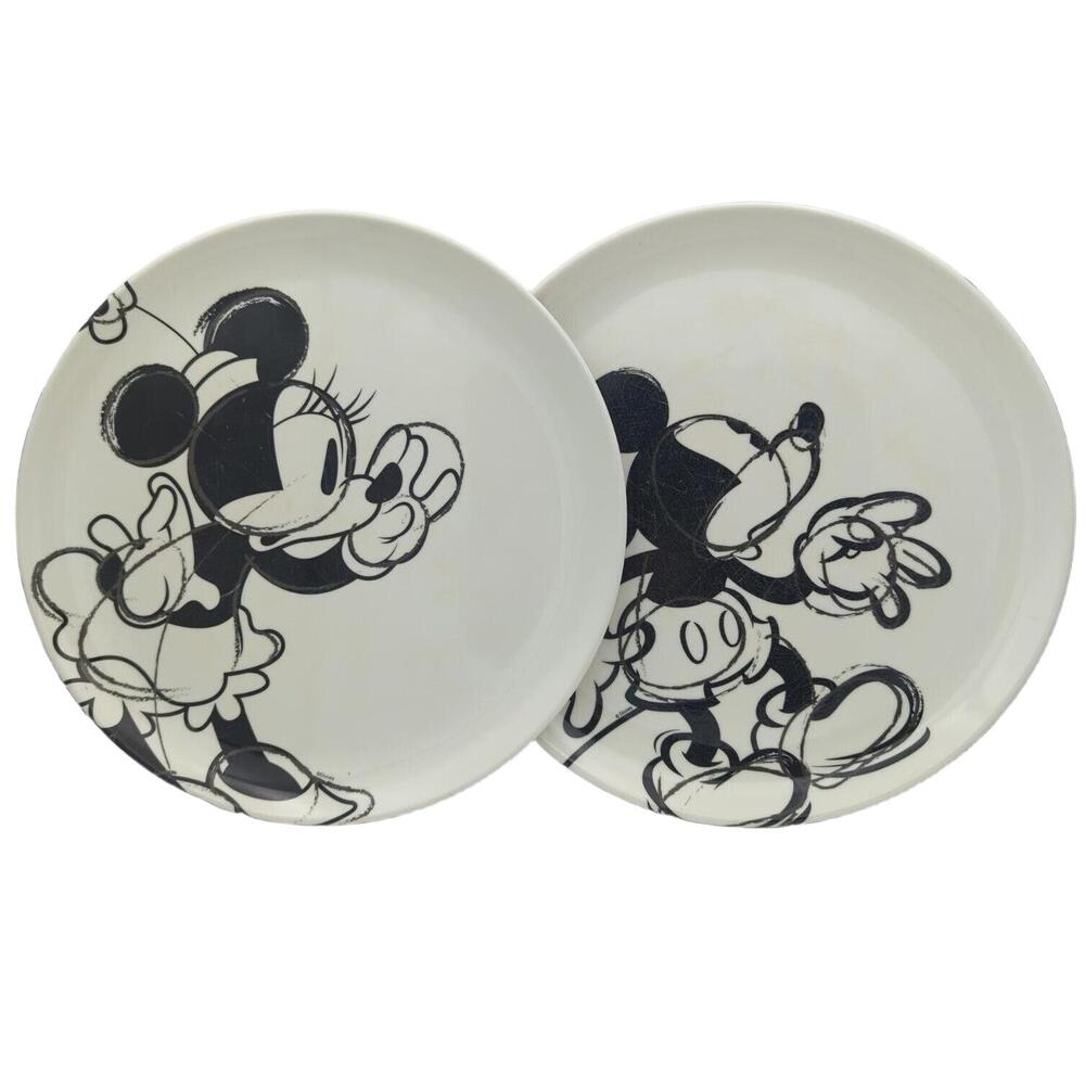 Vintage Mickey Mouse Minnie Mouse Melamine Plates Sketch Art‎ Disney Zak Design